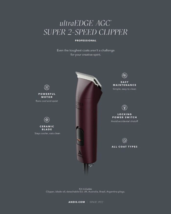 Andis AGCB Super 2 Speed Brushless Clipper - Burgundy 5 Andis AGCB Super 2 Speed Brushless Clipper - Burgundy - Image 3