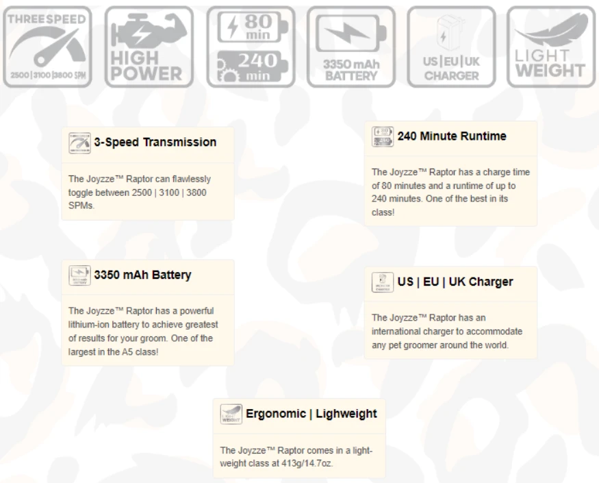 Joyzze Raptor Plus Cordless A5 Clipper (2 Battery) 10 Joyzze Raptor Plus Cordless A5 Clipper (2 Battery) - Image 8