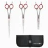 Roseline Scissors Set Of 3 Red Scissor With Case -Wahl Shop R Set