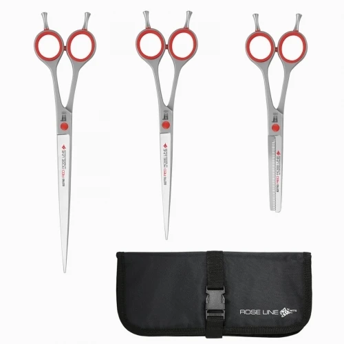 Roseline Scissors Set Of 3 Red Scissor With Case 3 Roseline Scissors Set Of 3 Red Scissor With Case