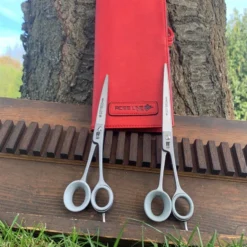 Roseline Scissors 7.5" Curved [82076] + 8.5" Straight [82085] + Red Wrapping Pouch [RM5] -Wahl Shop R Set20 7