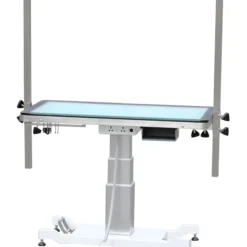 Aeolus LED Lighting Pedestal Lifting Table With Under Table Wheels