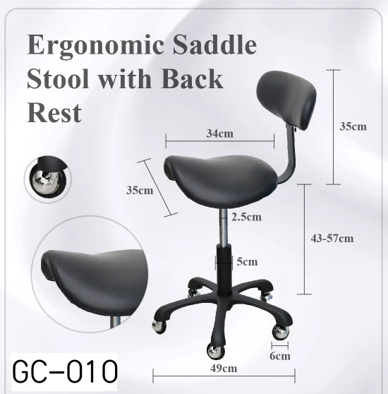 Groomer's Saddle Stool With Back Rest (Black) 8 Groomer's Saddle Stool With Back Rest (Black) - Image 6