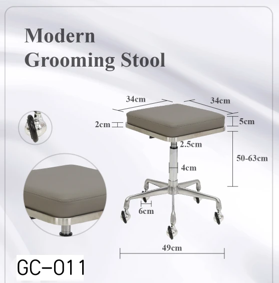 Groomer's Modern Groomer Stool With Square Cushion (Grey) 7 Groomer's Modern Groomer Stool With Square Cushion (Grey) - Image 5